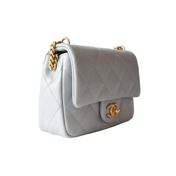 Chanel Caviar Quilted Mini Sweetheart Flap Bag Gold Hardware Light Grey - Picture 3 of 9